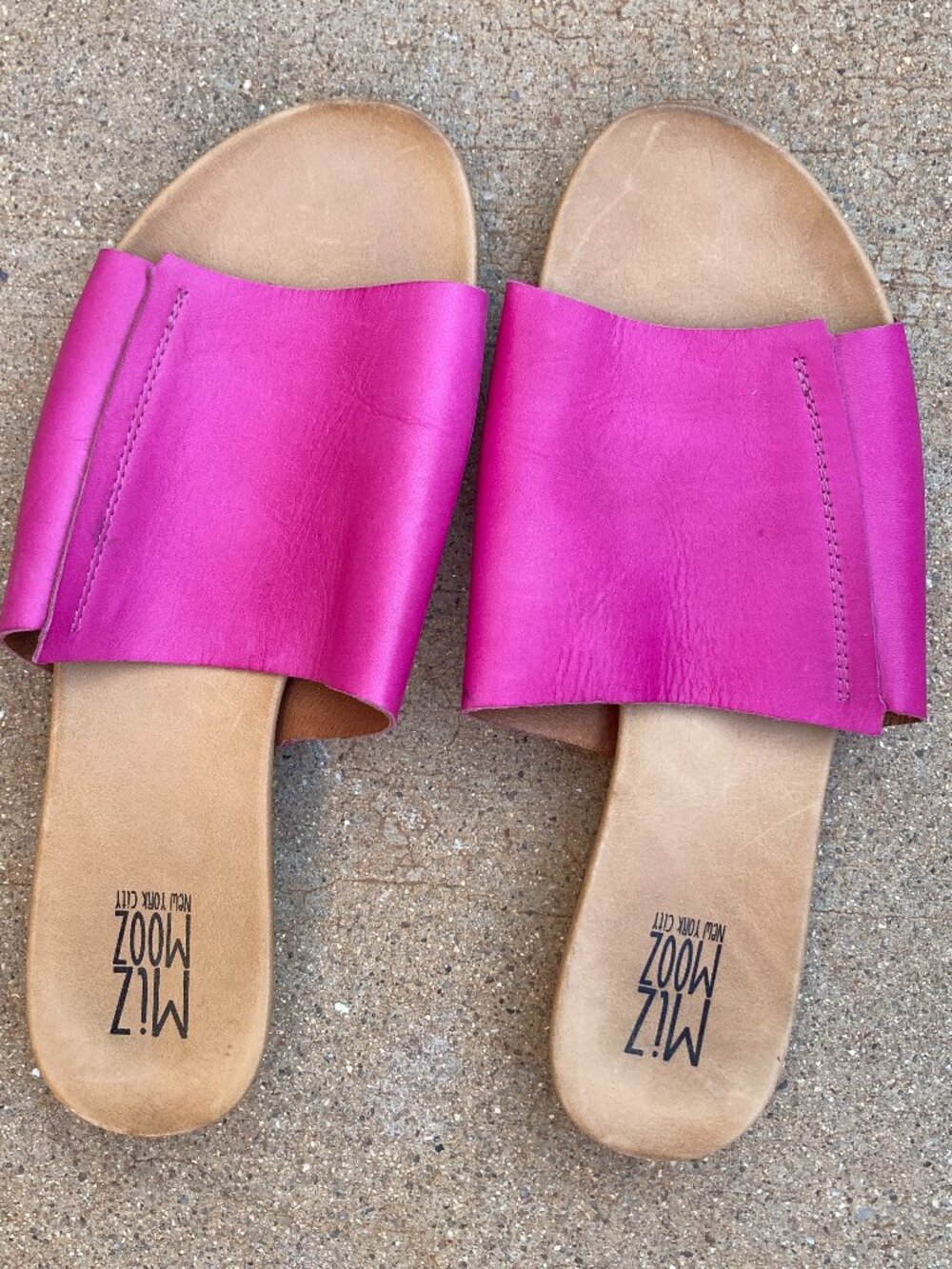 Miz Mooz Aurelia leather slide sandals hot pink size 41